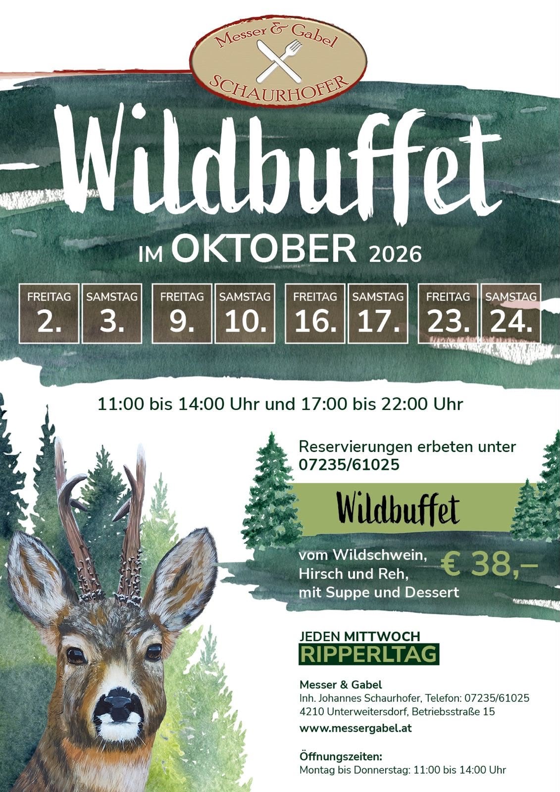 Flyer zum Wildbuffet im Oktober 2026